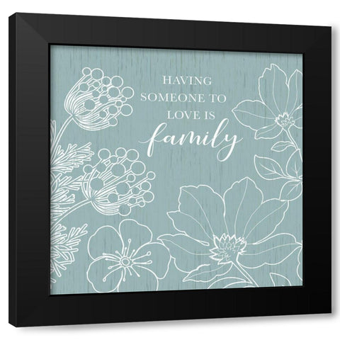 Family Floral Sketch Black Modern Wood Framed Art Print with Double Matting by Knutsen, Conrad