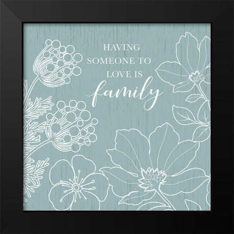 Family Floral Sketch Black Modern Wood Framed Art Print by Knutsen, Conrad