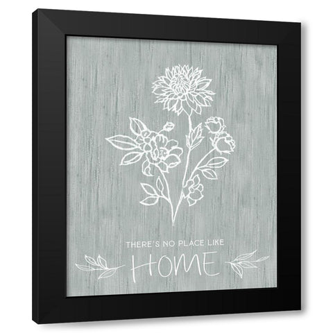 No Place Like Home Sketch Black Modern Wood Framed Art Print with Double Matting by Tava Studios