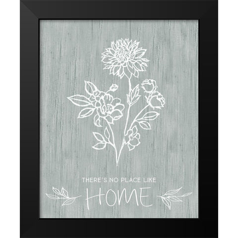 No Place Like Home Sketch Black Modern Wood Framed Art Print by Tava Studios