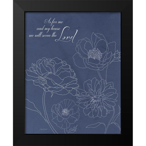 Serve the Lord Floral Sketch Black Modern Wood Framed Art Print by Robinson, Carol