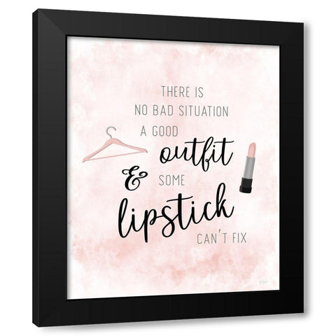 Outfit and Lipstick Black Modern Wood Framed Art Print by Carpentieri, Natalie