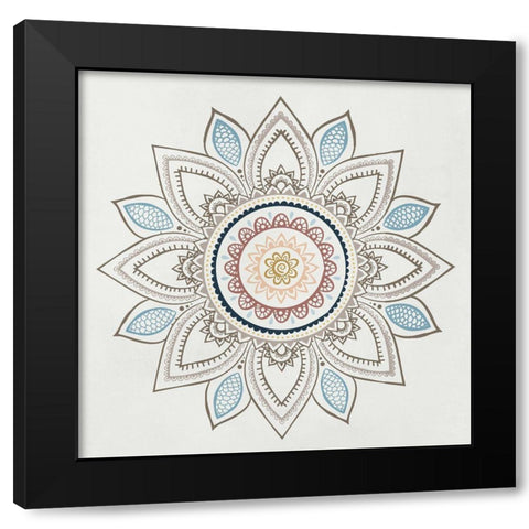 Soft Mandala Burst I Black Modern Wood Framed Art Print by Knutsen, Conrad