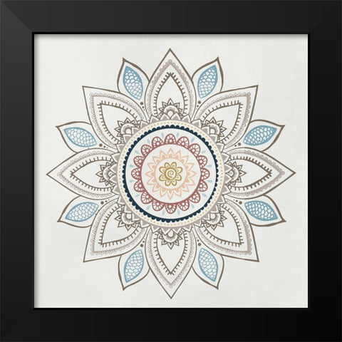 Soft Mandala Burst I Black Modern Wood Framed Art Print by Knutsen, Conrad