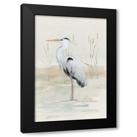 Heron II Black Modern Wood Framed Art Print with Double Matting by Swatland, Sally