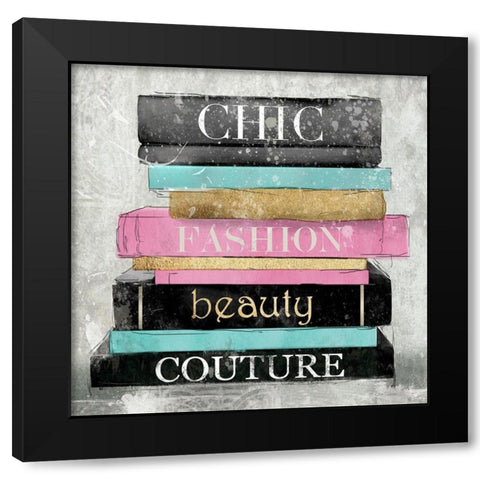 Fashion Books I Black Modern Wood Framed Art Print by Robinson, Carol
