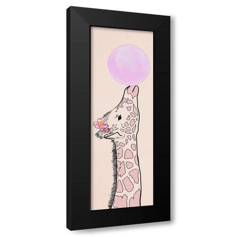Bubblegum Giraffe I Black Modern Wood Framed Art Print by Santiago, Daniela