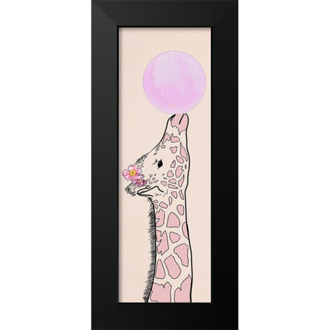 Bubblegum Giraffe I Black Modern Wood Framed Art Print by Santiago, Daniela