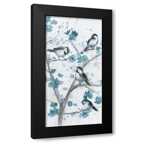 Blue Chickadees I Black Modern Wood Framed Art Print by Nan