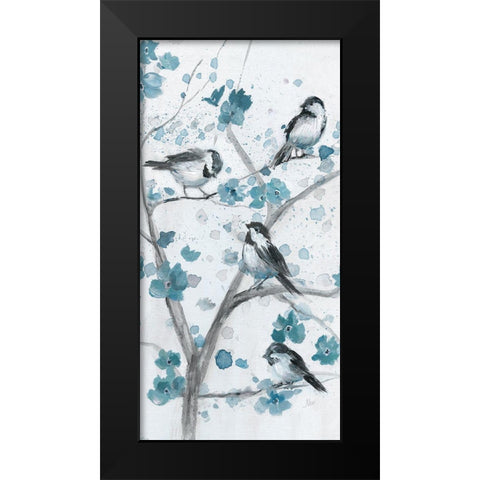 Blue Chickadees I Black Modern Wood Framed Art Print by Nan