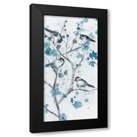 Blue Chickadees II Black Modern Wood Framed Art Print by Nan
