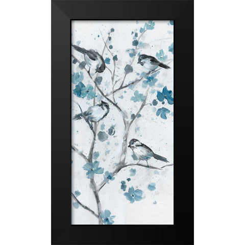 Blue Chickadees II Black Modern Wood Framed Art Print by Nan