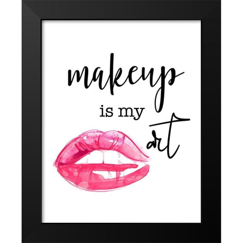 Makeup is My Art Black Modern Wood Framed Art Print by Santiago, Daniela
