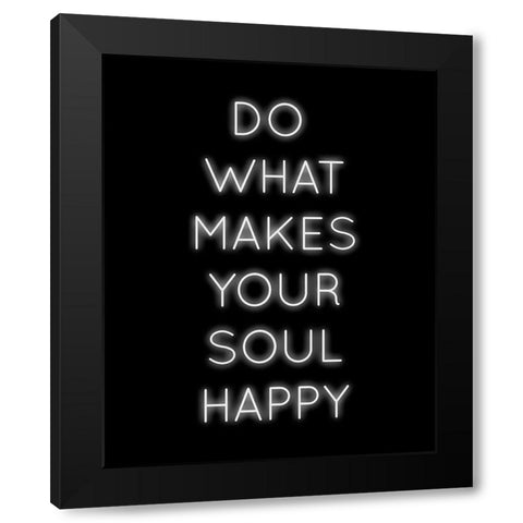 Soul Happy Black Modern Wood Framed Art Print by CAD Designs