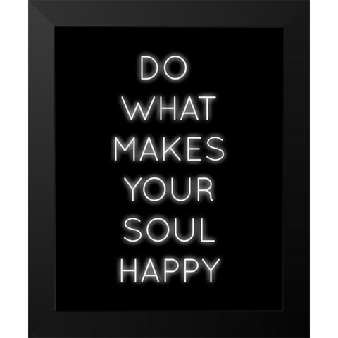 Soul Happy Black Modern Wood Framed Art Print by CAD Designs