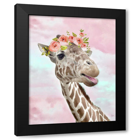 Floral Fun I Black Modern Wood Framed Art Print with Double Matting by Nan