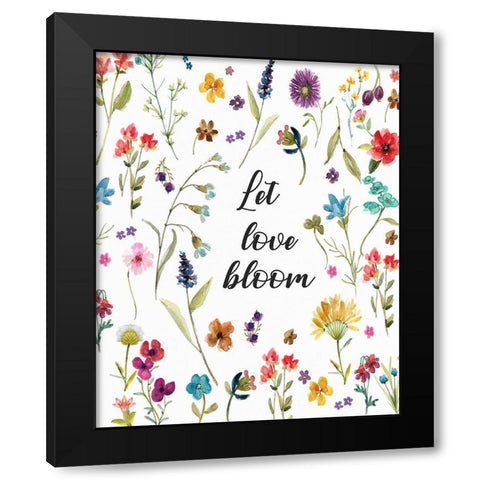Let Love Bloom Black Modern Wood Framed Art Print by Robinson, Carol