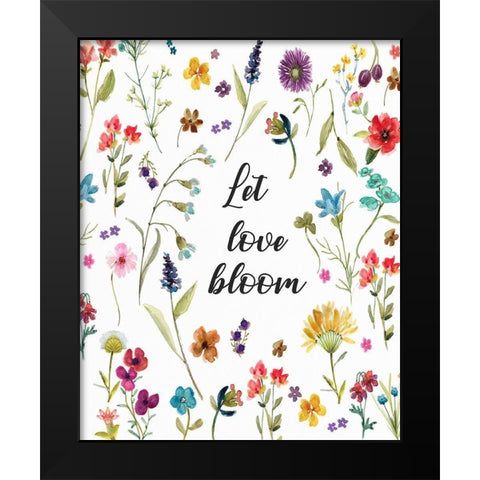 Let Love Bloom Black Modern Wood Framed Art Print by Robinson, Carol