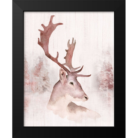Blush Deer Black Modern Wood Framed Art Print by Swatland, Katie