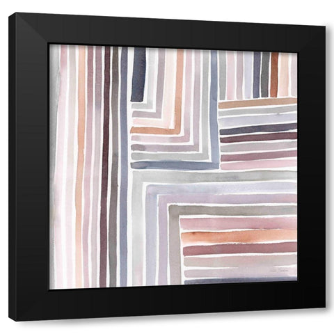 Abstract Line II Black Modern Wood Framed Art Print with Double Matting by Brockmon, Kristen