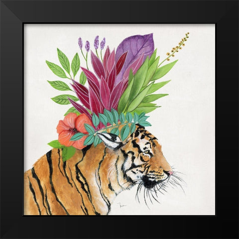 Royale Tiger Black Modern Wood Framed Art Print by Tava Studios