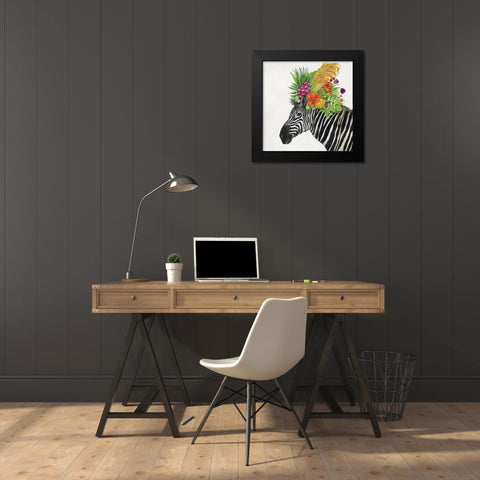 Royale Zebra Black Modern Wood Framed Art Print by Tava Studios