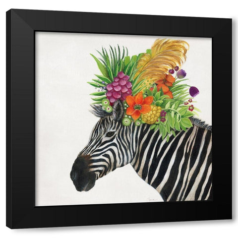 Royale Zebra Black Modern Wood Framed Art Print with Double Matting by Tava Studios