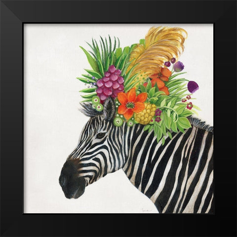 Royale Zebra Black Modern Wood Framed Art Print by Tava Studios