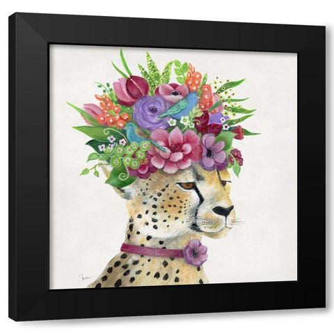 Royale Cheetah Black Modern Wood Framed Art Print with Double Matting by Tava Studios