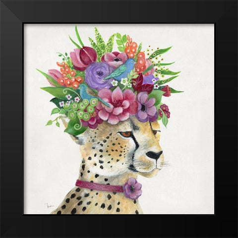 Royale Cheetah Black Modern Wood Framed Art Print by Tava Studios