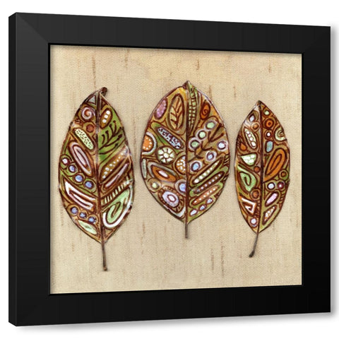 Bohemian Leaf Trio I Black Modern Wood Framed Art Print with Double Matting by Pattinian, Merri