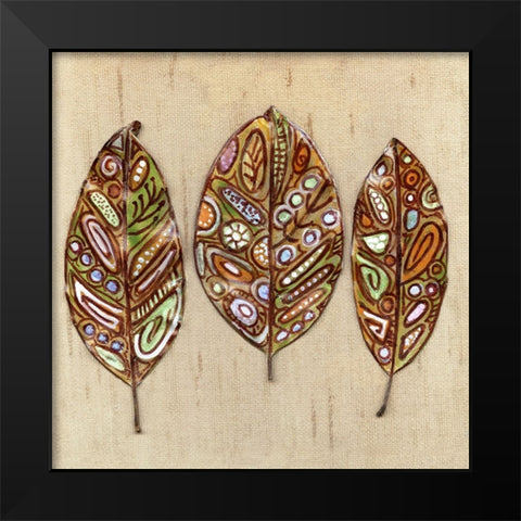 Bohemian Leaf Trio I Black Modern Wood Framed Art Print by Pattinian, Merri