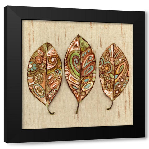 Bohemian Leaf Trio II Black Modern Wood Framed Art Print by Pattinian, Merri