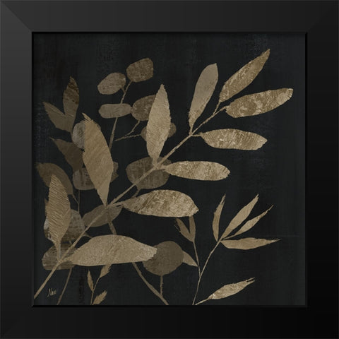 Noir and Natural Leaves I Black Modern Wood Framed Art Print by Nan