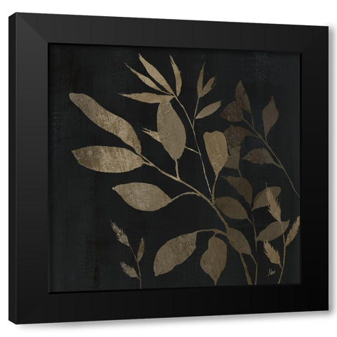 Noir and Natural Leaves II Black Modern Wood Framed Art Print with Double Matting by Nan