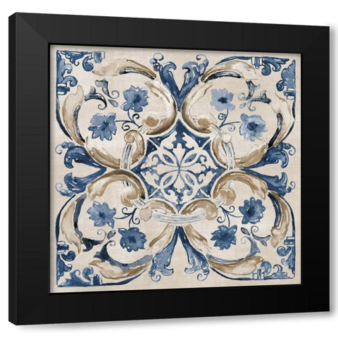 Moroccan Tile I Black Modern Wood Framed Art Print with Double Matting by Nan
