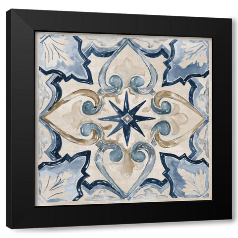 Moroccan Tile II Black Modern Wood Framed Art Print by Nan