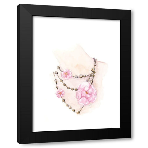 Bead Floral Necklace Black Modern Wood Framed Art Print by Chang, Stella