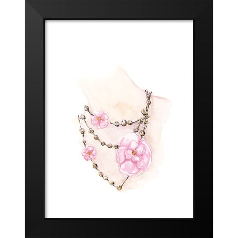 Bead Floral Necklace Black Modern Wood Framed Art Print by Chang, Stella