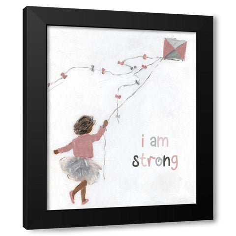 Girl Flying Kite Black Modern Wood Framed Art Print with Double Matting by Swatland, Sally