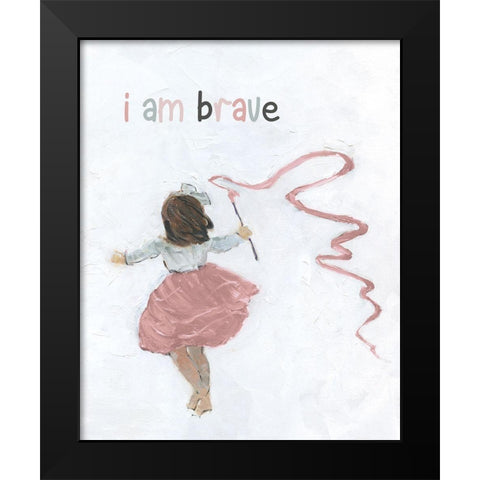 Girl Catching Wind Black Modern Wood Framed Art Print by Swatland, Sally