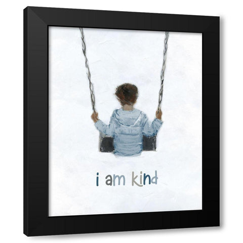 Boy on a Swing Black Modern Wood Framed Art Print by Swatland, Sally