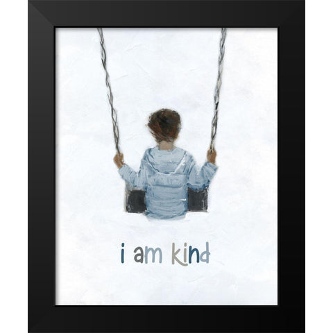 Boy on a Swing Black Modern Wood Framed Art Print by Swatland, Sally