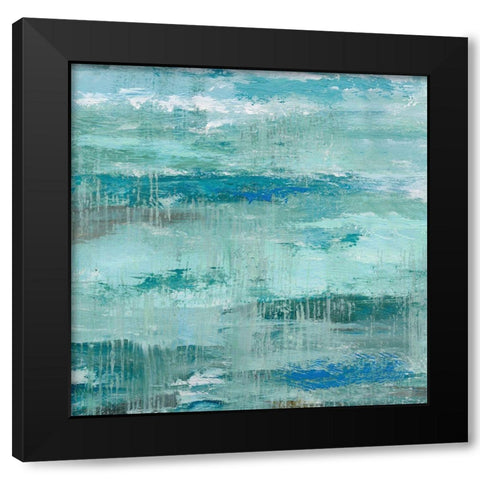 Teal Abstraction I Black Modern Wood Framed Art Print with Double Matting by Nan
