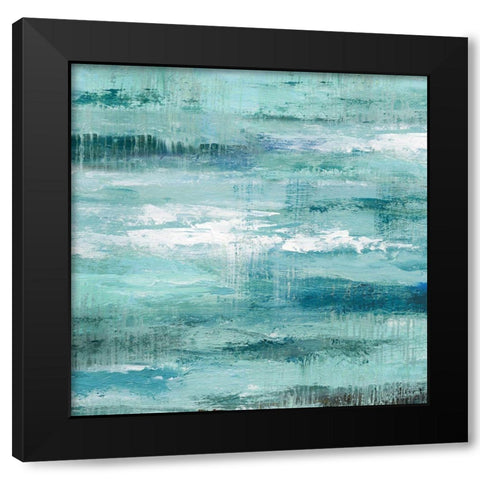 Teal Abstraction II Black Modern Wood Framed Art Print with Double Matting by Nan