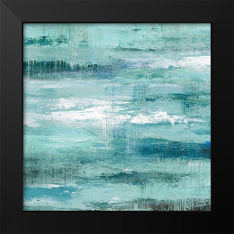 Teal Abstraction II Black Modern Wood Framed Art Print by Nan