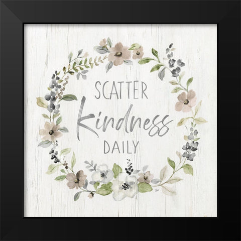 Scatter Kindness Black Modern Wood Framed Art Print by Nan