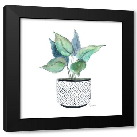 Modern Botany Blue I Black Modern Wood Framed Art Print by Tava Studios