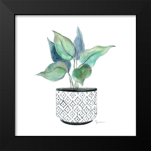 Modern Botany Blue I Black Modern Wood Framed Art Print by Tava Studios