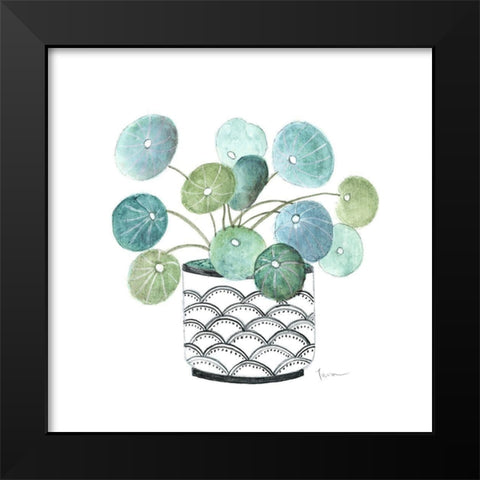 Modern Botany Blue II Black Modern Wood Framed Art Print by Tava Studios